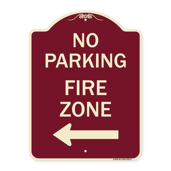 Signmission No Parking Fire Zone W/ Left Arrow Heavy-Gauge Aluminum Architectural Sign, 24" x 18", BU-1824-23673 A-DES-BU-1824-23673 - main